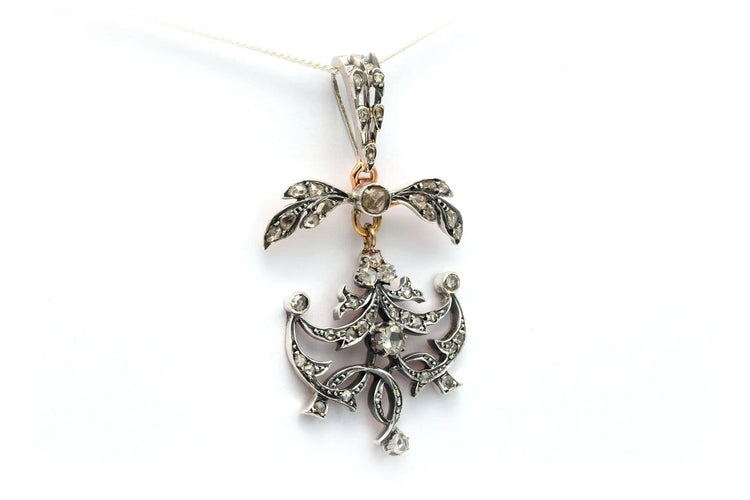Pendentif Pendentif Napoléon III en or jaune 18 carats et argent, diamants taille rose 58 Facettes B614