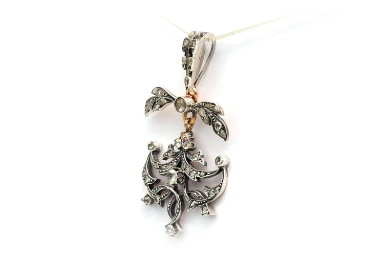 Pendentif Pendentif Napoléon III en or jaune 18 carats et argent, diamants taille rose 58 Facettes B614