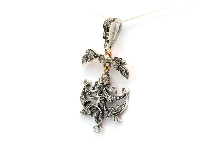 Pendentif Pendentif Napoléon III en or jaune 18 carats et argent, diamants taille rose 58 Facettes B614