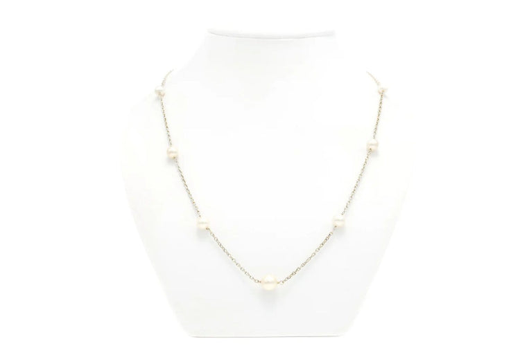 Collier Collier Art déco en or blanc 18 carats serti de perles 58 Facettes 22172