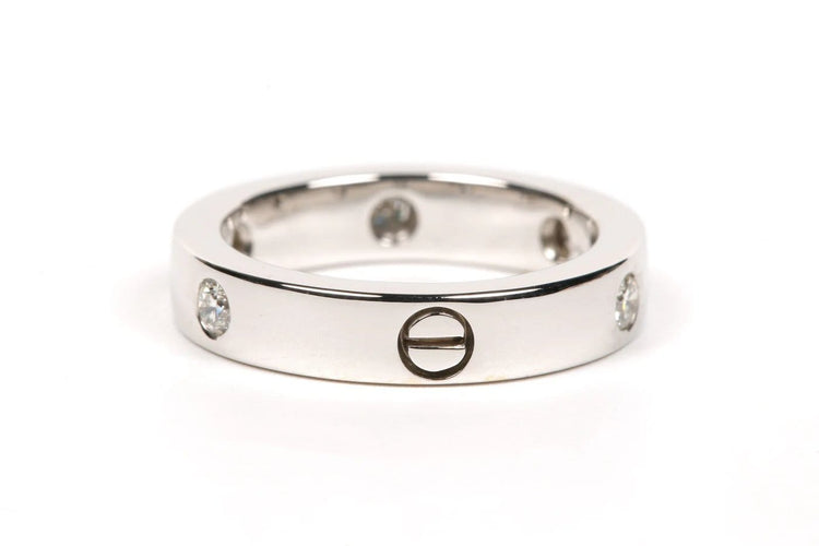 Bague 49 Bague contemporaine en or blanc 18 carats sertie de diamants taille brillant 58 Facettes B415