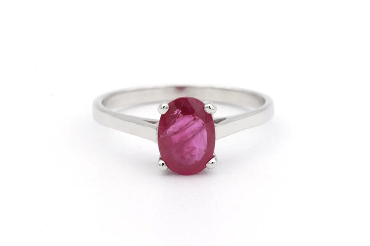 Bague 52 Bague contemporaine en or blanc et rubis 58 Facettes 19408