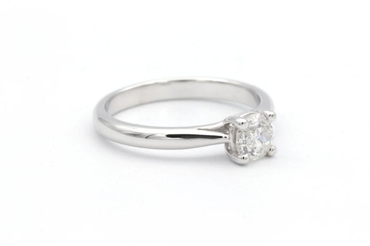 Bague 52 Solitaire contemporain - Bague en or blanc 18 carats avec diamant 0,50 ct 58 Facettes 23064