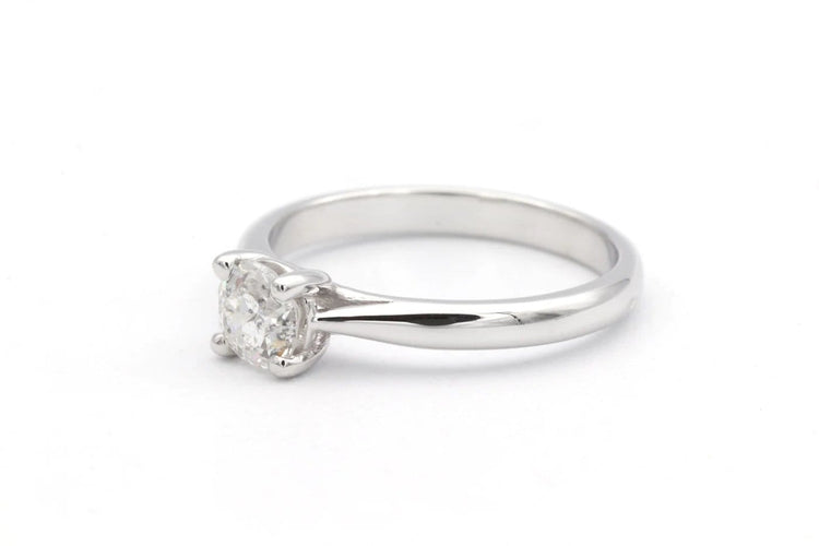 Bague 52 Solitaire contemporain - Bague en or blanc 18 carats avec diamant 0,50 ct 58 Facettes 23064