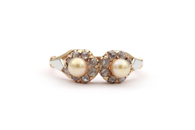 Bague 51 Bague Art déco sertie de perles fines et diamants en or jaune et blanc 58 Facettes 18911