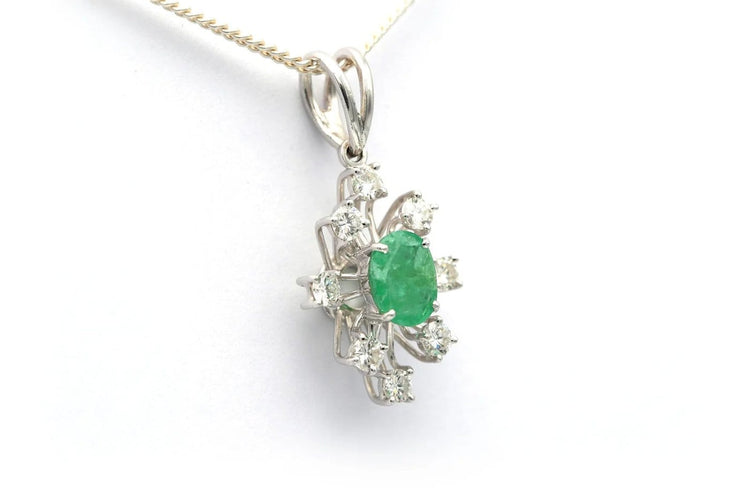 Pendentif Pendentif en or blanc 18 carats avec émeraudes et diamants 58 Facettes 20665