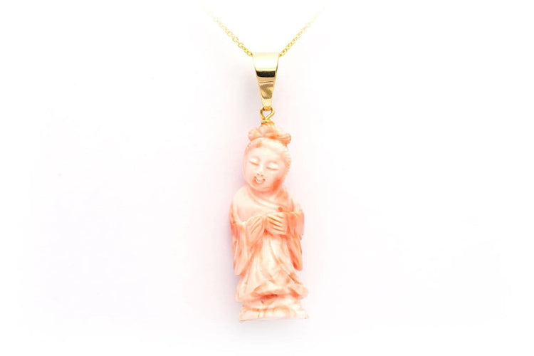 Pendentif Pendentif asiatique - Pendentif en or jaune 18 carats et corail 58 Facettes 22532