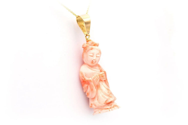 Pendentif Pendentif asiatique - Pendentif en or jaune 18 carats et corail 58 Facettes 22532