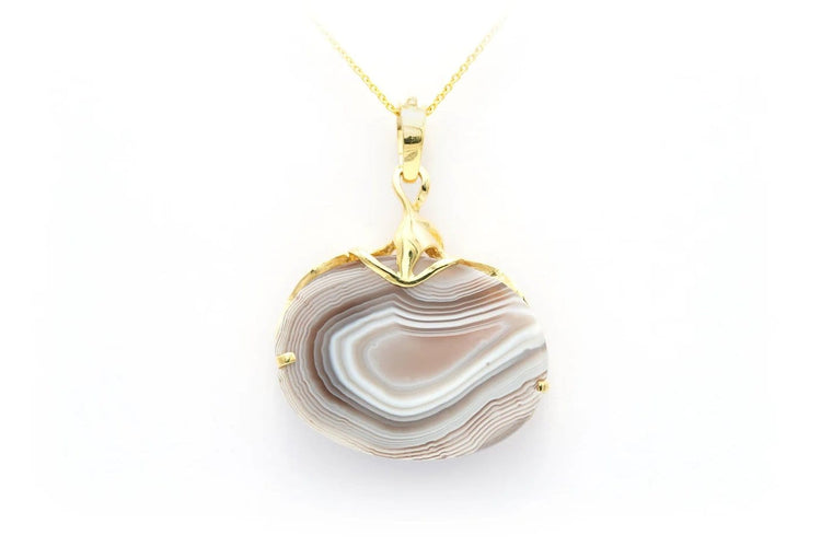 Pendentif Pendentif années 70 en or jaune 18 carats, agate et diamant 58 Facettes B673