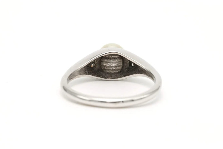 Bague 55 Bague Art déco en or blanc 18 carats, perle et diamants 58 Facettes B298