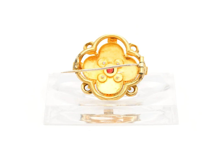 Broche Napoléon III - Broche en or jaune, perles, rubis et diamants 58 Facettes 22566