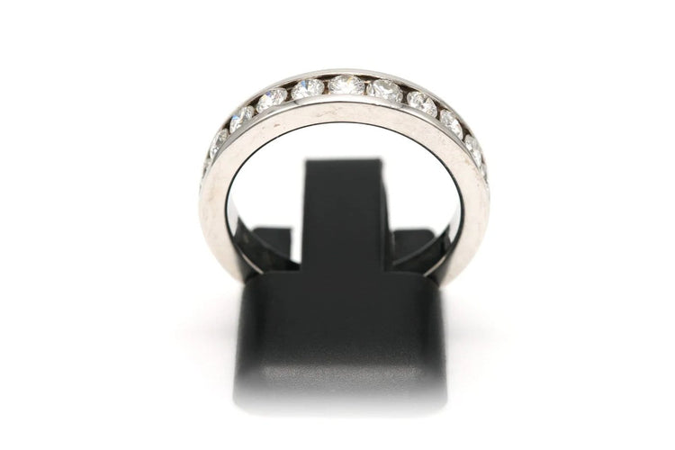 Bague 53 Alliance demi-américaine - Bague en or blanc 18 carats et diamants 58 Facettes 22703
