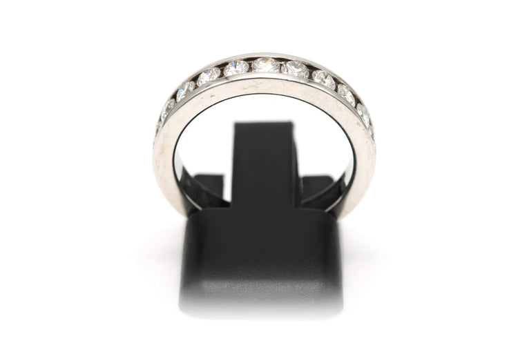 Bague 53 Alliance demi-américaine - Bague en or blanc 18 carats et diamants 58 Facettes 22703