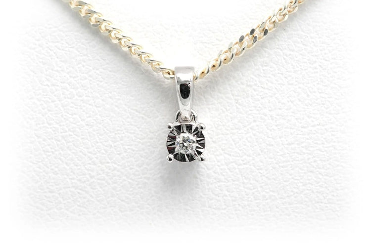 Pendentif Pendentif contemporain en or blanc 18 carats avec diamant taille brillant 58 Facettes B718