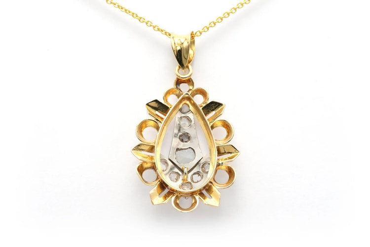 Pendentif Pendentif Art déco en or jaune et or blanc 18 carats, diamants taille rose 58 Facettes 22686