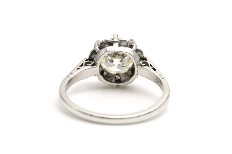 Bague 47 Bague Art déco sertie d’un diamant taille ancienne en or blanc 18 carats 58 Facettes 22577