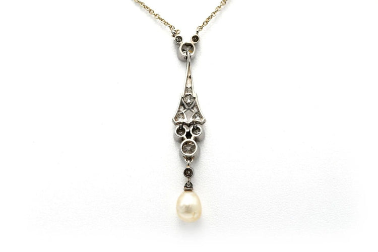 Collier Collier Art déco en or blanc 18 carats et platine, perles et diamants 58 Facettes 22778