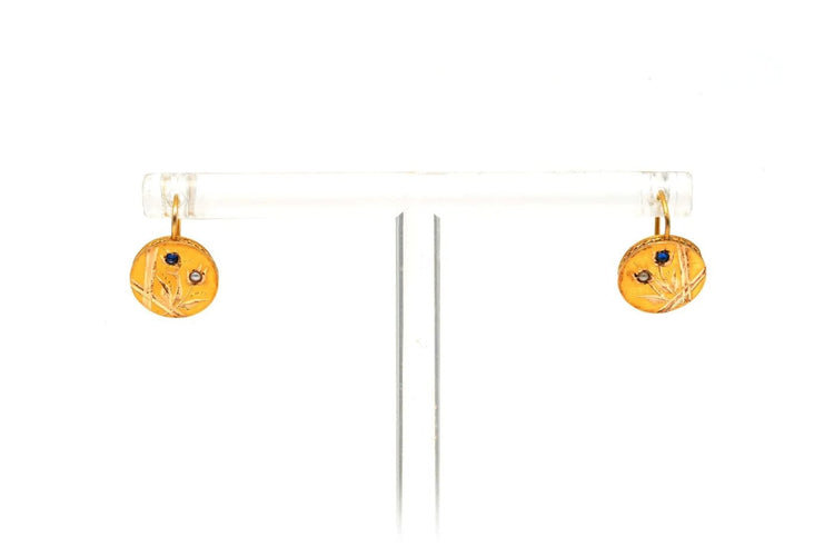 Boucles d'oreilles Boucles d'oreilles Napoléon III en or jaune 18 carats, perles et saphirs 58 Facettes 17526