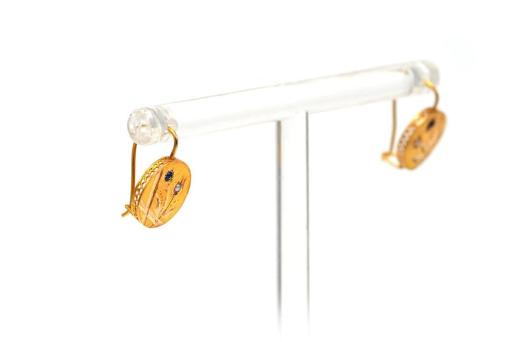 Boucles d'oreilles Boucles d'oreilles Napoléon III en or jaune 18 carats, perles et saphirs 58 Facettes 17526