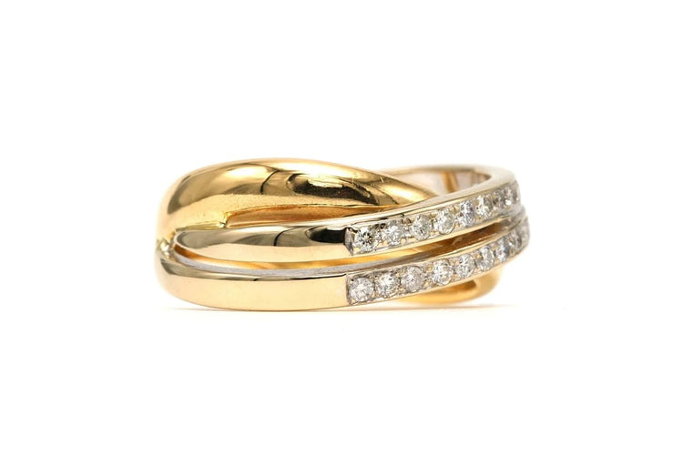 Bague 63 Bague contemporaine en or jaune 18 carats et diamants 0,26 ct 58 Facettes 22749