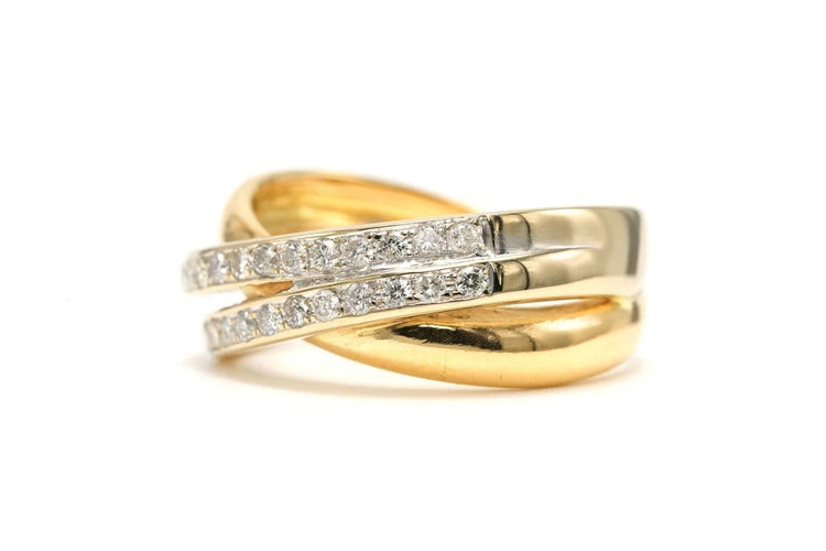 Bague 63 Bague contemporaine en or jaune 18 carats et diamants 0,26 ct 58 Facettes 22749