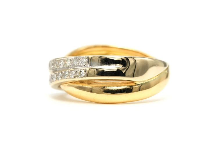Bague 63 Bague contemporaine en or jaune 18 carats et diamants 0,26 ct 58 Facettes 22749