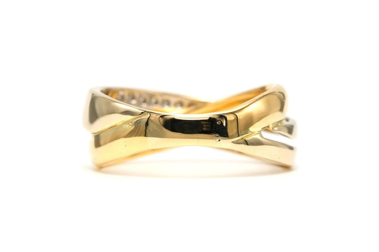 Bague 63 Bague contemporaine en or jaune 18 carats et diamants 0,26 ct 58 Facettes 22749