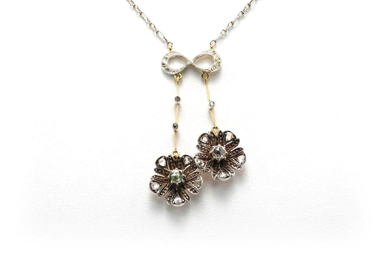 Collier Collier Art nouveau en or jaune 18 carats, argent et diamants taille rose 58 Facettes 21861
