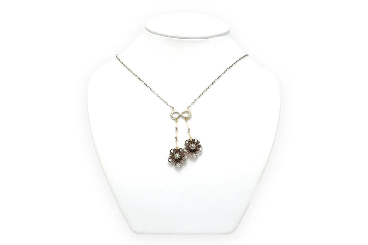 Collier Collier Art nouveau en or jaune 18 carats, argent et diamants taille rose 58 Facettes 21861