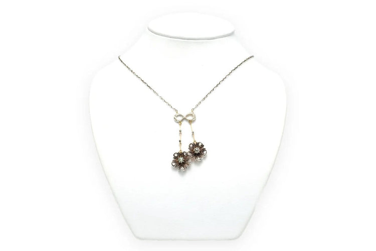 Collier Collier Art nouveau en or jaune 18 carats, argent et diamants taille rose 58 Facettes 21861