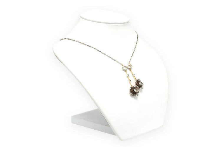 Collier Collier Art nouveau en or jaune 18 carats, argent et diamants taille rose 58 Facettes 21861