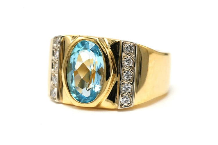Bague 54 Manfredi - Bague contemporaine en or jaune, topaze et diamants 58 Facettes 22803