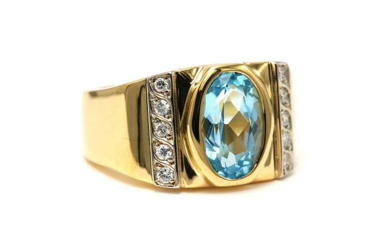 Bague 54 Manfredi - Bague contemporaine en or jaune, topaze et diamants 58 Facettes 22803