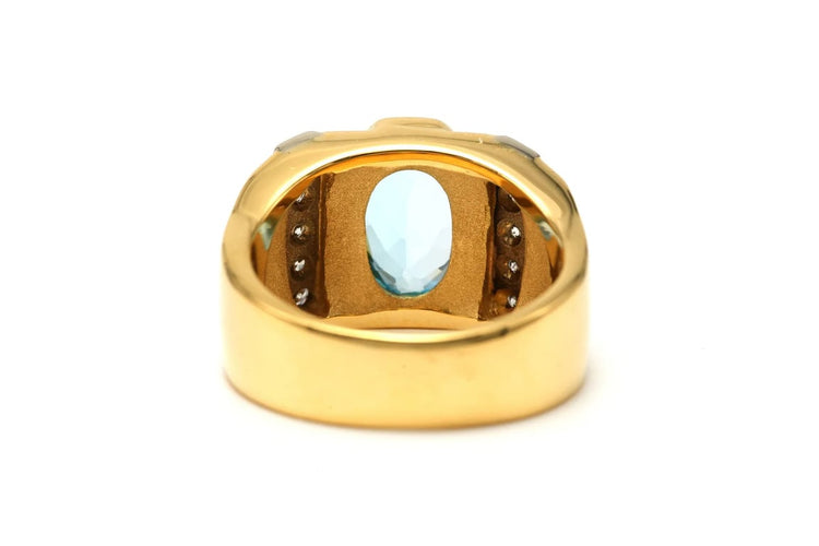 Bague 54 Manfredi - Bague contemporaine en or jaune, topaze et diamants 58 Facettes 22803