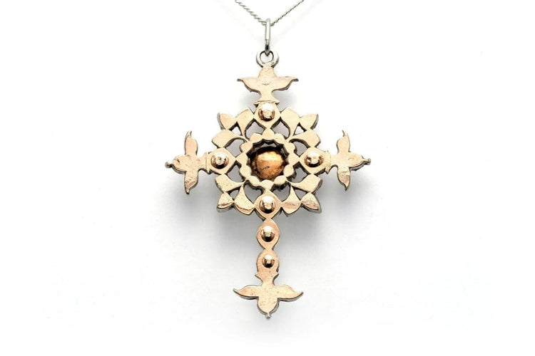 Pendentif Napoléon III - Pendentif en or blanc 18 carats et argent serti de diamants 58 Facettes B729