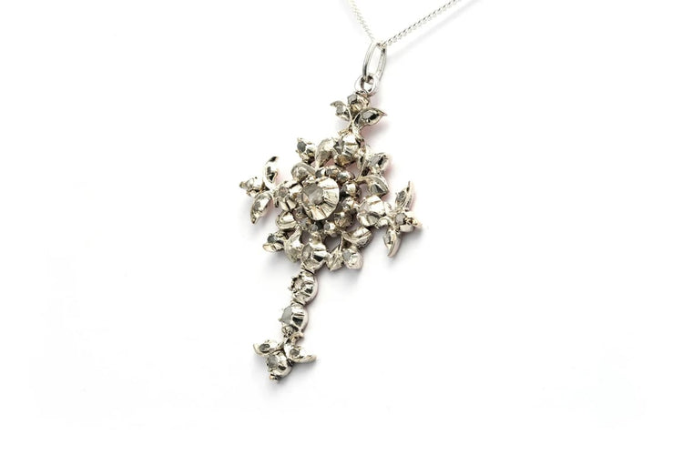 Pendentif Napoléon III - Pendentif en or blanc 18 carats et argent serti de diamants 58 Facettes B729