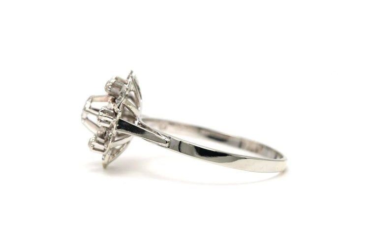 Bague 62 Bague Art déco en or blanc 18 carats et diamants taille brillant 58 Facettes B736