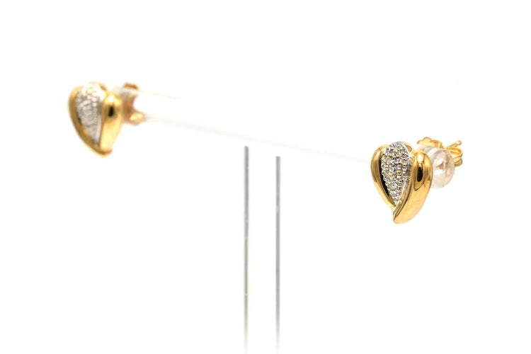 Boucles d'oreilles Boucles d'oreilles contemporaines en or jaune et blanc 18 carats, diamants 58 Facettes 22889