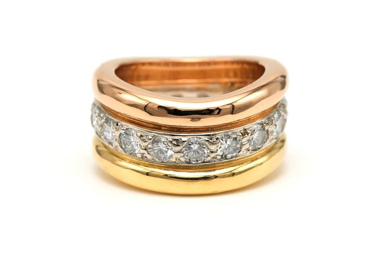 Bague 52 Bague contemporaine en or 18 carats sertie de diamants 2,16 ct 58 Facettes 22983