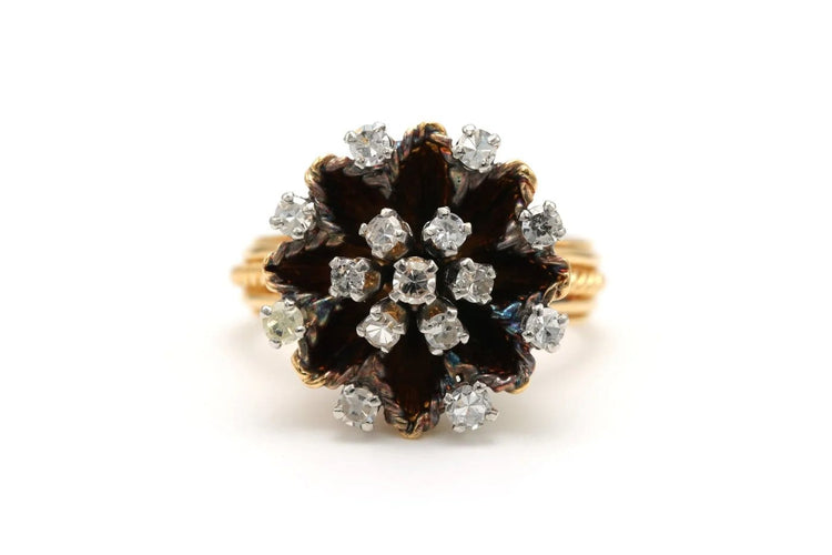 Bague 49 Bague années 50 en or jaune 18 carats sertie de diamants 58 Facettes 22899