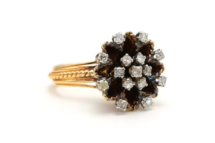 Bague 49 Bague années 50 en or jaune 18 carats sertie de diamants 58 Facettes 22899