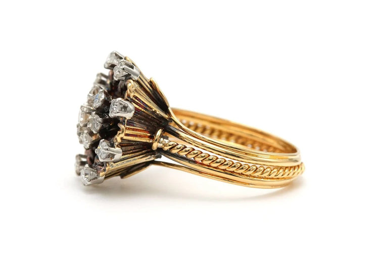 Bague 49 Bague années 50 en or jaune 18 carats sertie de diamants 58 Facettes 22899