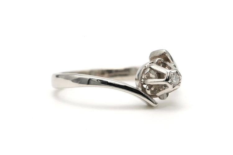Bague 52 Bague Art déco en or blanc 18 carats et diamant taille brillant 58 Facettes 22701