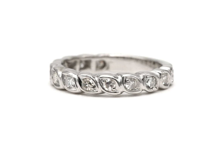 Bague 49 Alliance américaine - Bague en or blanc 18 carats sertie de diamants 58 Facettes 18719