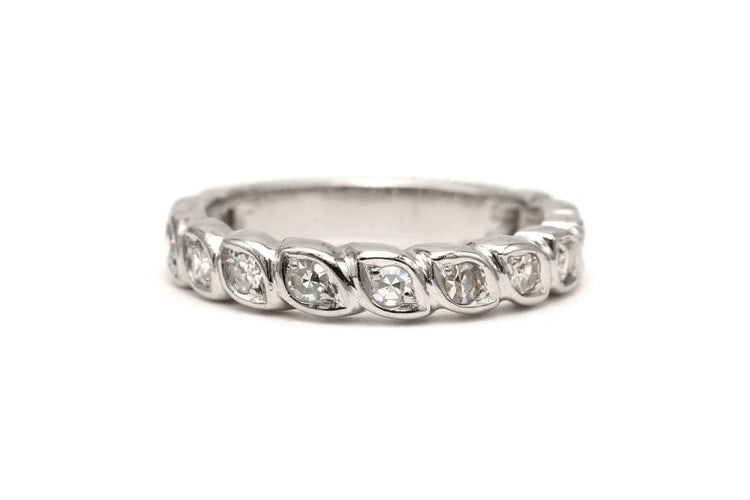 Bague 49 Alliance américaine - Bague en or blanc 18 carats sertie de diamants 58 Facettes 18719