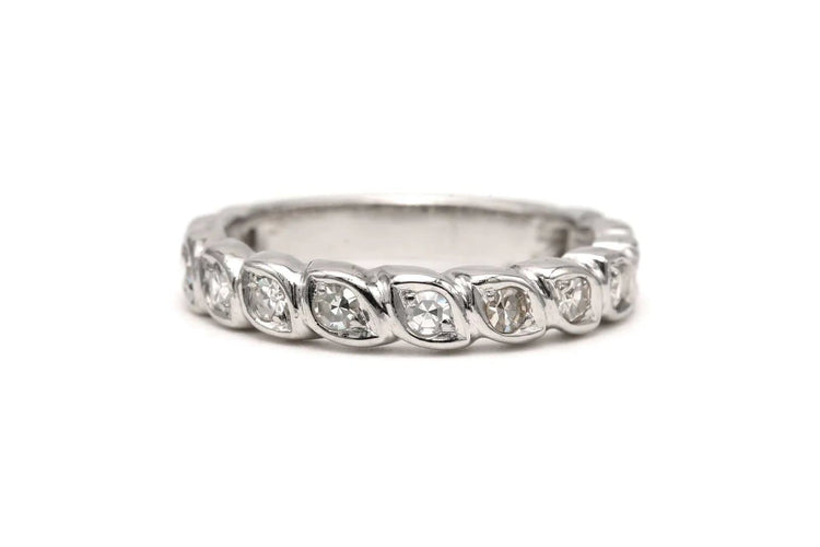 Bague 49 Alliance américaine - Bague en or blanc 18 carats sertie de diamants 58 Facettes 18719
