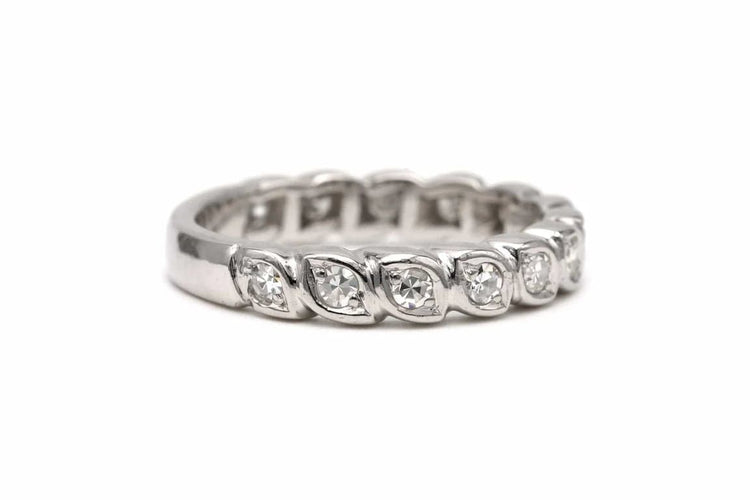 Bague 49 Alliance américaine - Bague en or blanc 18 carats sertie de diamants 58 Facettes 18719