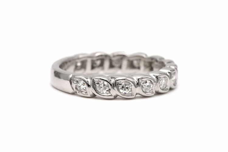 Bague 49 Alliance américaine - Bague en or blanc 18 carats sertie de diamants 58 Facettes 18719