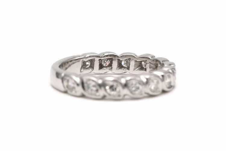 Bague 49 Alliance américaine - Bague en or blanc 18 carats sertie de diamants 58 Facettes 18719