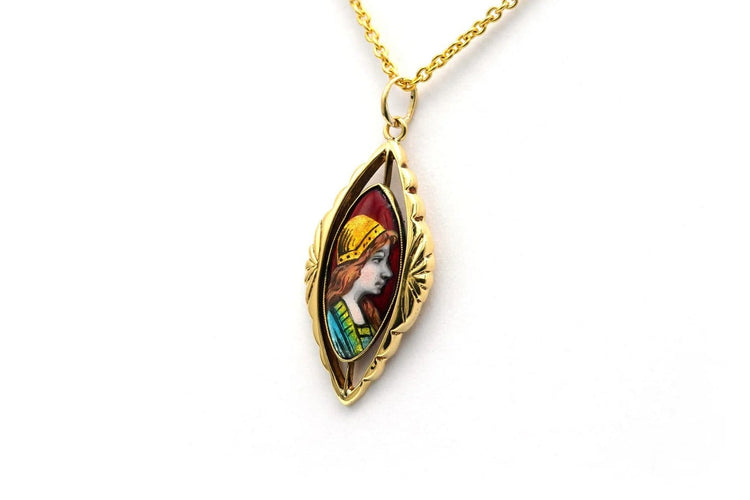 Pendentif Pendentif Art déco en or jaune 18 carats et émail 58 Facettes 22960